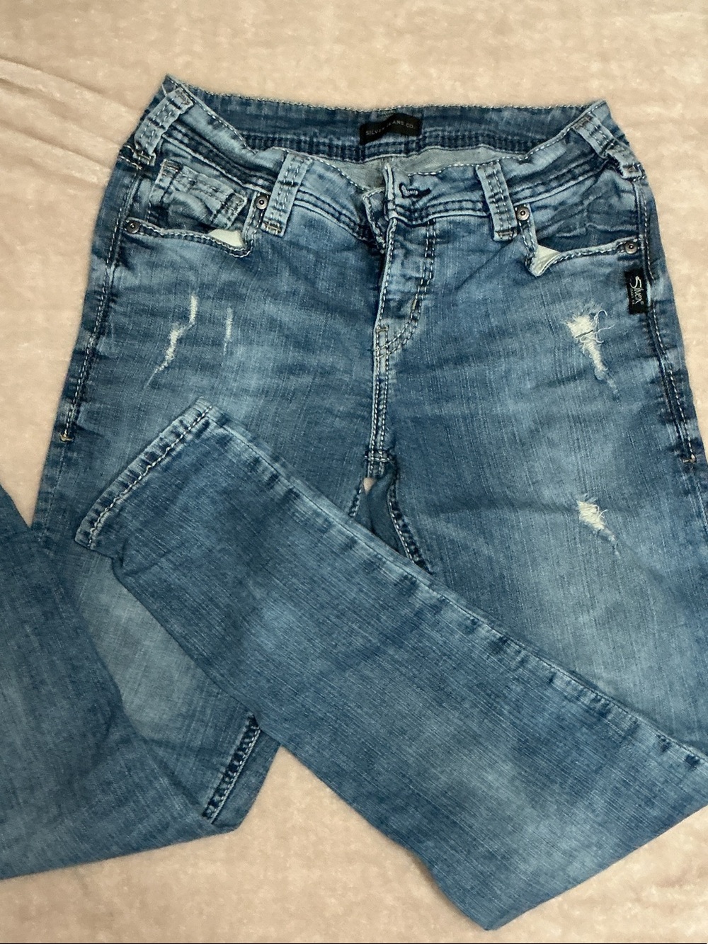 Silver Jeans Girlfriend Distressed